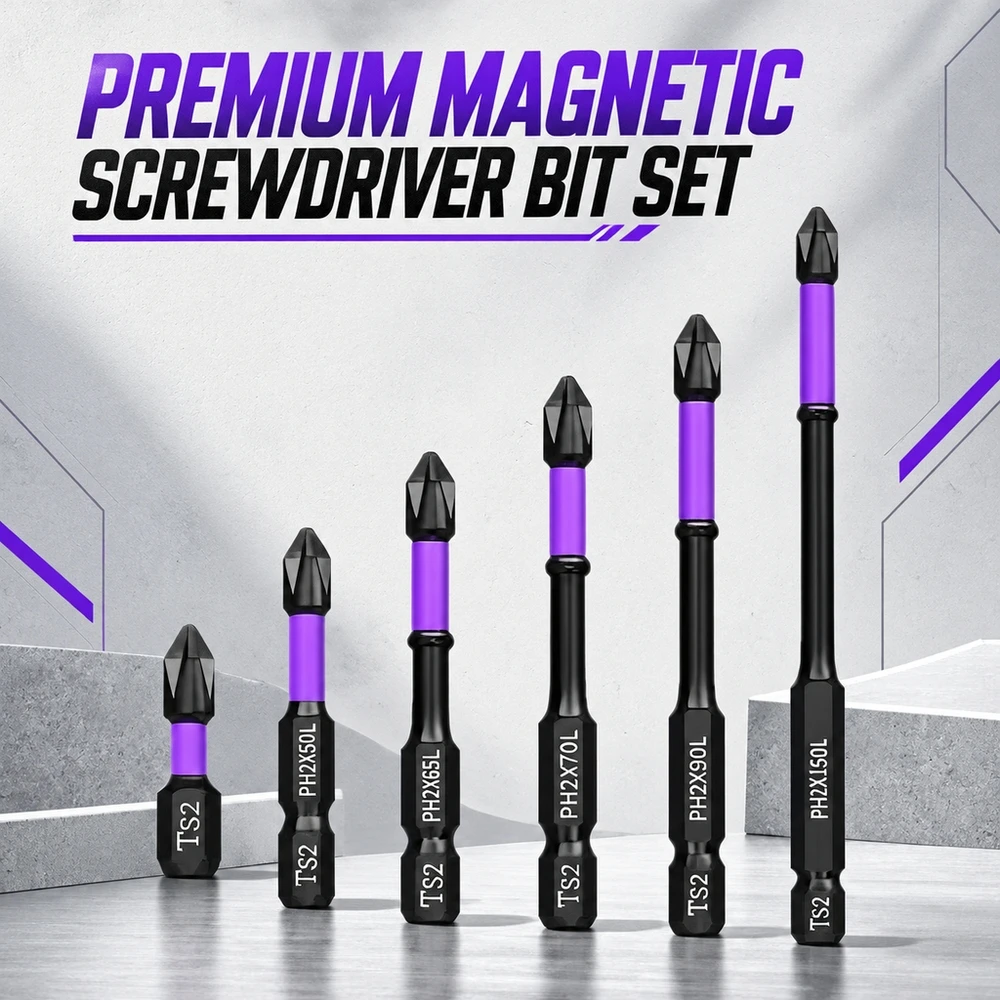 Quick Change Magnetic Screwdriver Bit Set D1 Steel Anti Slip Phillips Head 1/4 Inch for Power Drills Hand Driver