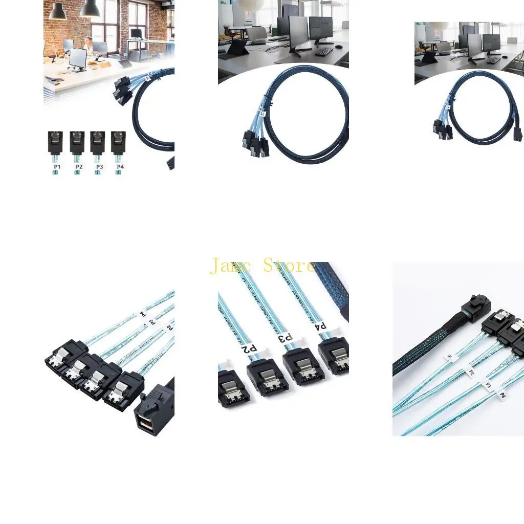 LX0B SFF-8643 to 4 Port 7Pin Cable Server External Hard Drives Cable Server Cable Replacement For Hard Disk Servers