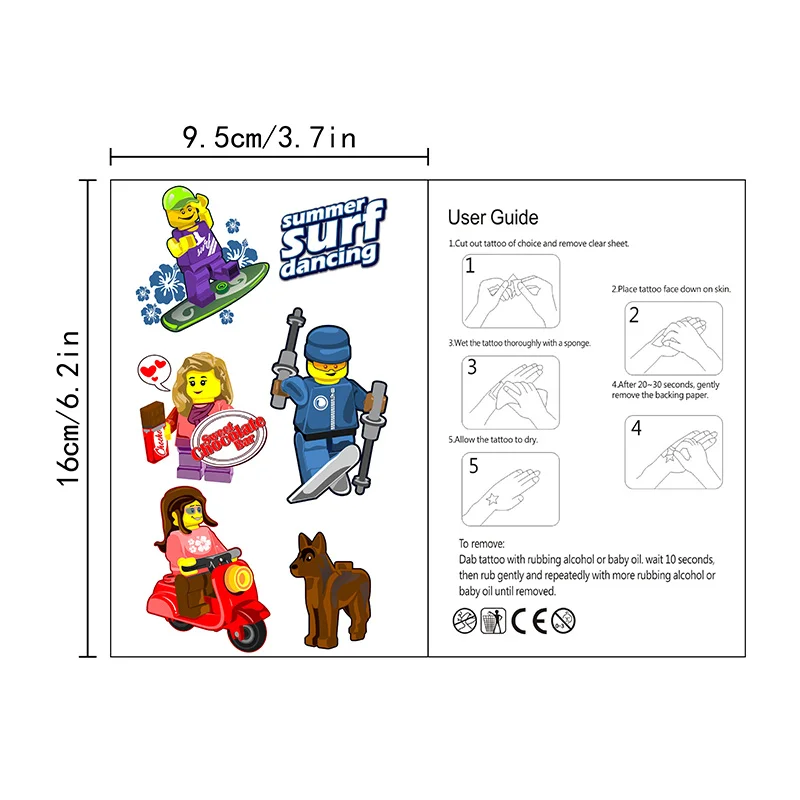 8 arkuszy klocki do budowy tymczasowe tatuaże materiały urodzinowe dekoracje naklejki tatuaże uroczą imprezę faworyzuje dzieci dziewczynki chłopcy
