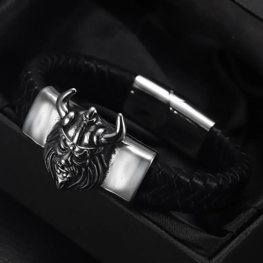 Stainless Steel Punk Viking Warrior Slider Bead 12*6mm Hole Charm for Men Leather Bracelet Jewelry Making DIY Accessories