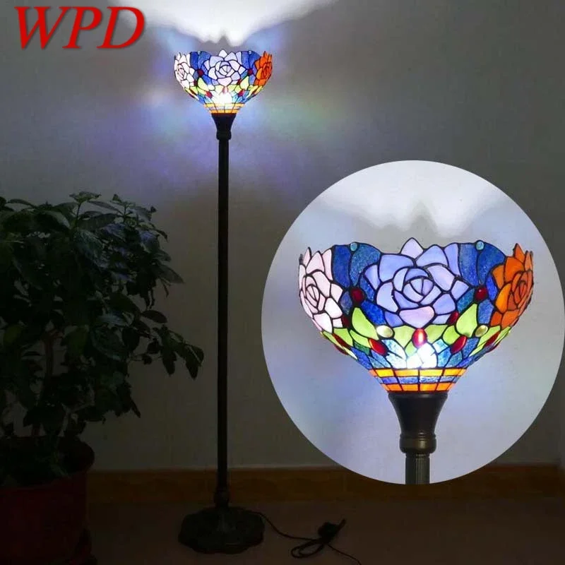 

WPD Tiffany Floor Lamp American Retro Living Room Bedroom Lamp Country Stained Glass Floor Lamp