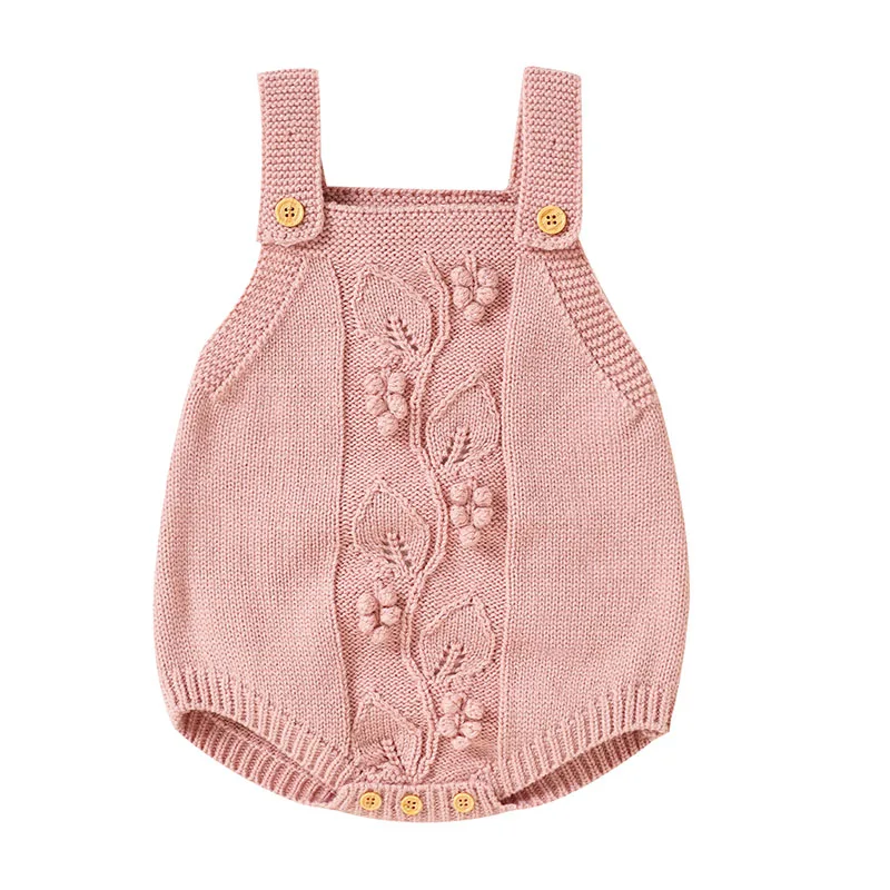 Rompers Newborn Clothes Cute Embroidered Baby Boys Girls Clothes Infant Suspender Knitted Jumpsuit Toddler Clothing Outfit 0-18M