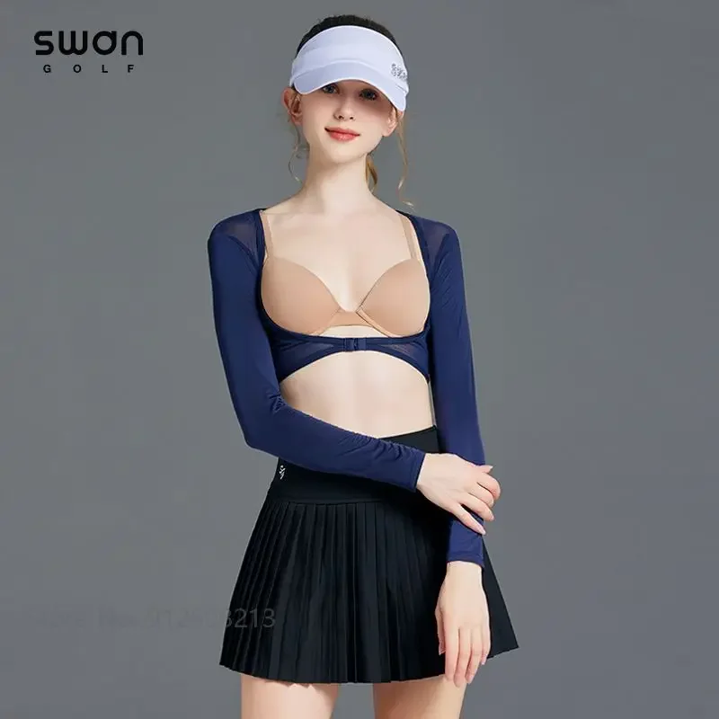 SG Summer Cooling Ladies Ice Silk Soft Golf Shawl Female Sunscreen Long-sleeved Golf Underwear Anti-uv Elastic Cropped Tops