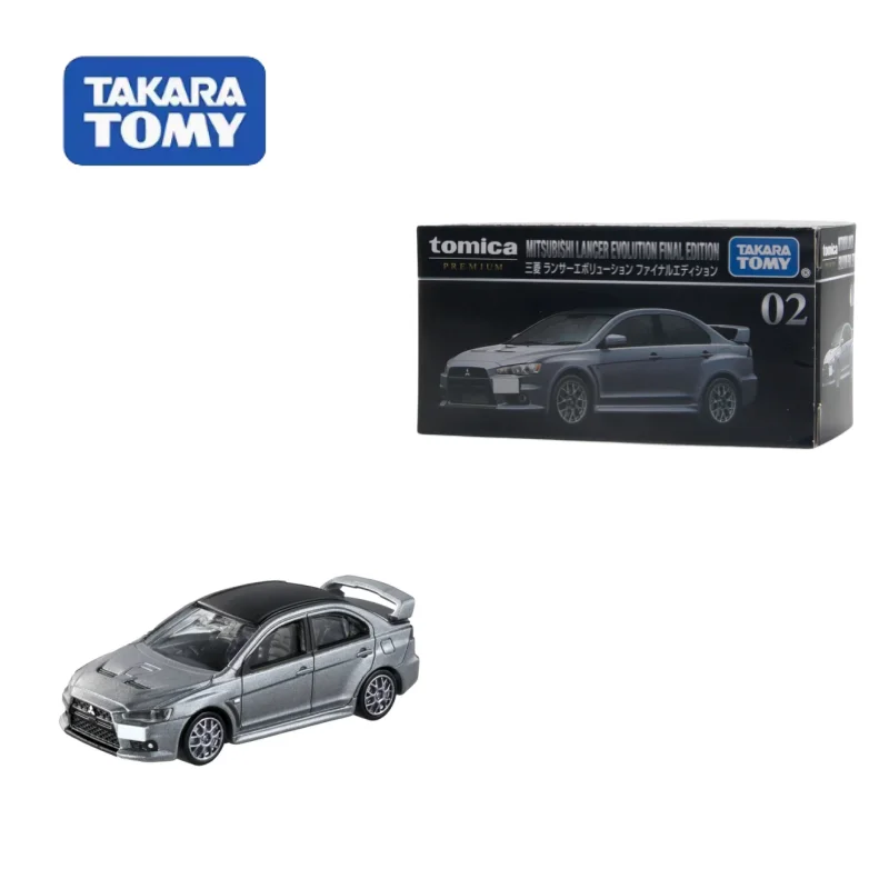 TAKARA TOMY diecast alloy car toy flagship black box TP02 Mitsubishi Lancer EVO coupe decorative ornament, a gift for children.