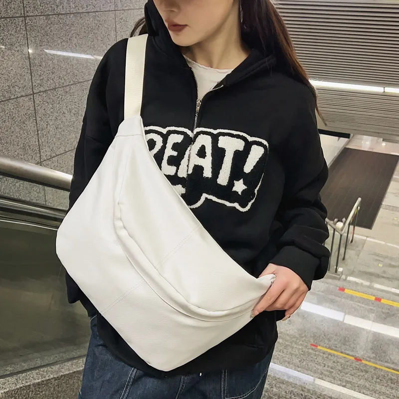 Large Capacity Chest Bag Women Shoulder Bags Casual Fanny Pack Simple Phone Purse Soft PU Leather Waist Bag Ladies Waist Bag