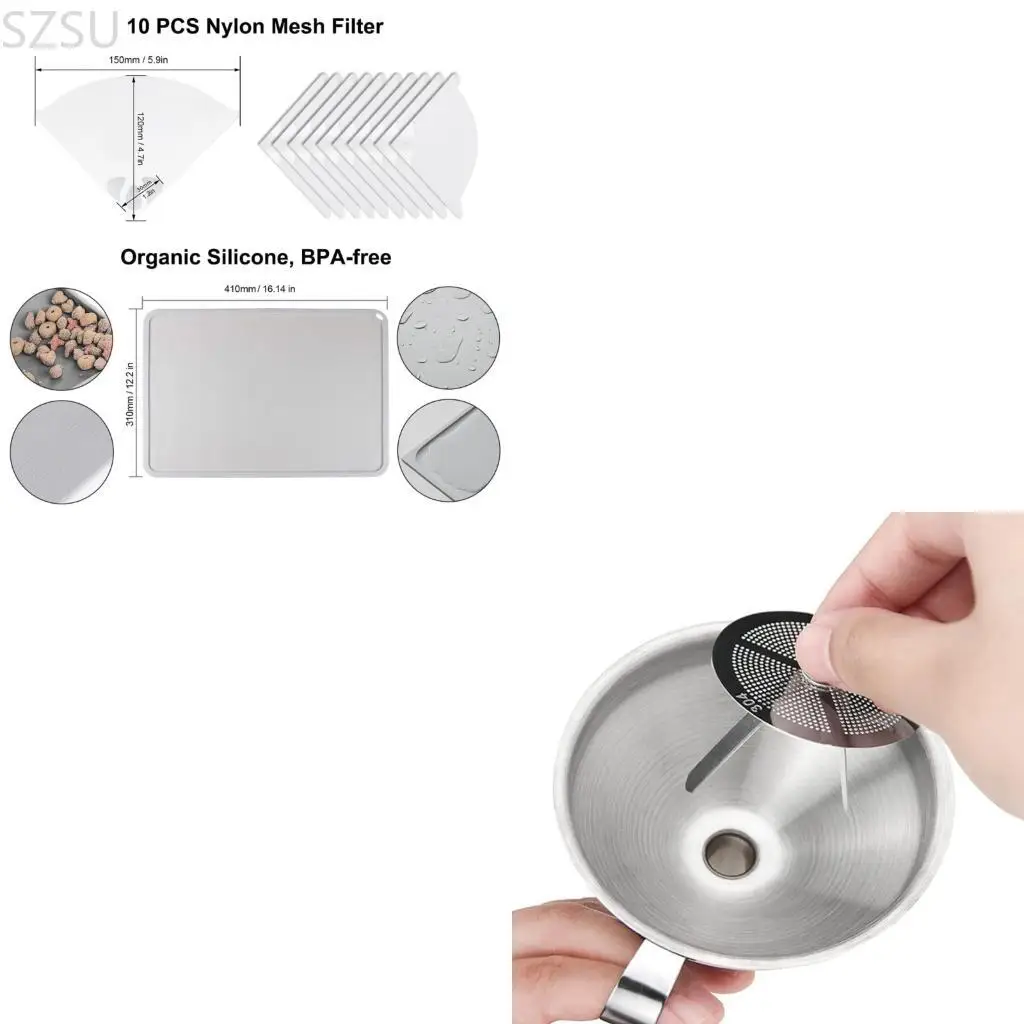 

SZSU 3D Stainless Steel Funnel with Filter & Brush: Perfect for 3D Printer Precise