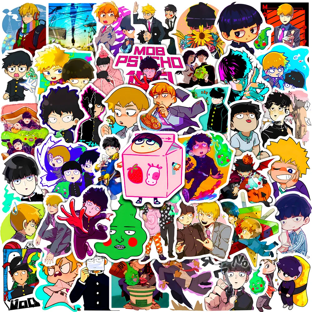 

50Pcs Mob Psycho 100 Japanese Anime Stickers Waterproof Graffiti DIY Laptop Phone Suitcase Car Cartoon Decals Decoration