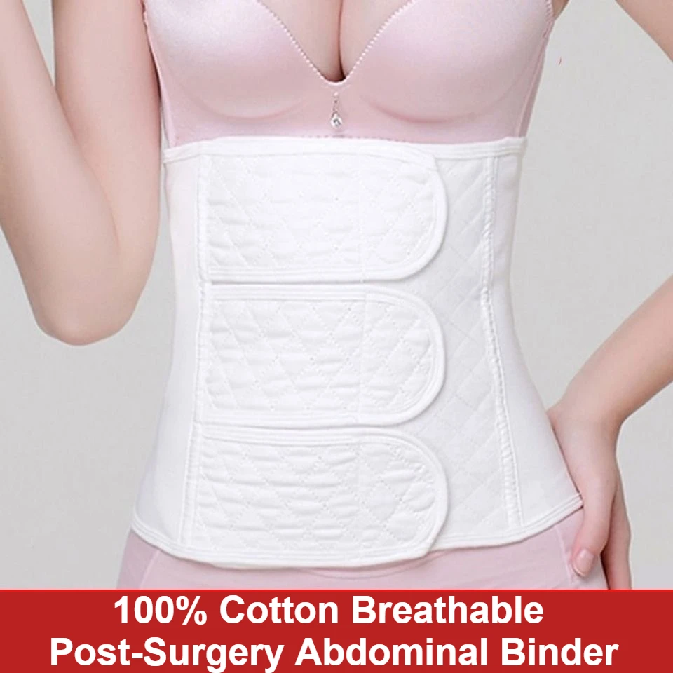 Postpartum Belly Band Gauze Abdominal Binder Maternity Recovery Wrap Adjustable Soft Breathable C Section Support Waist Belt