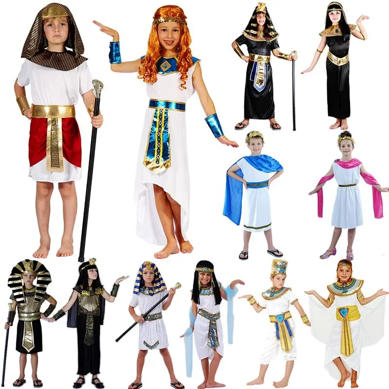 

Kids Boy Girls Ancient Egypt King Queen Pharaoh Carnival Decoration Props Cosplay Halloween Costume