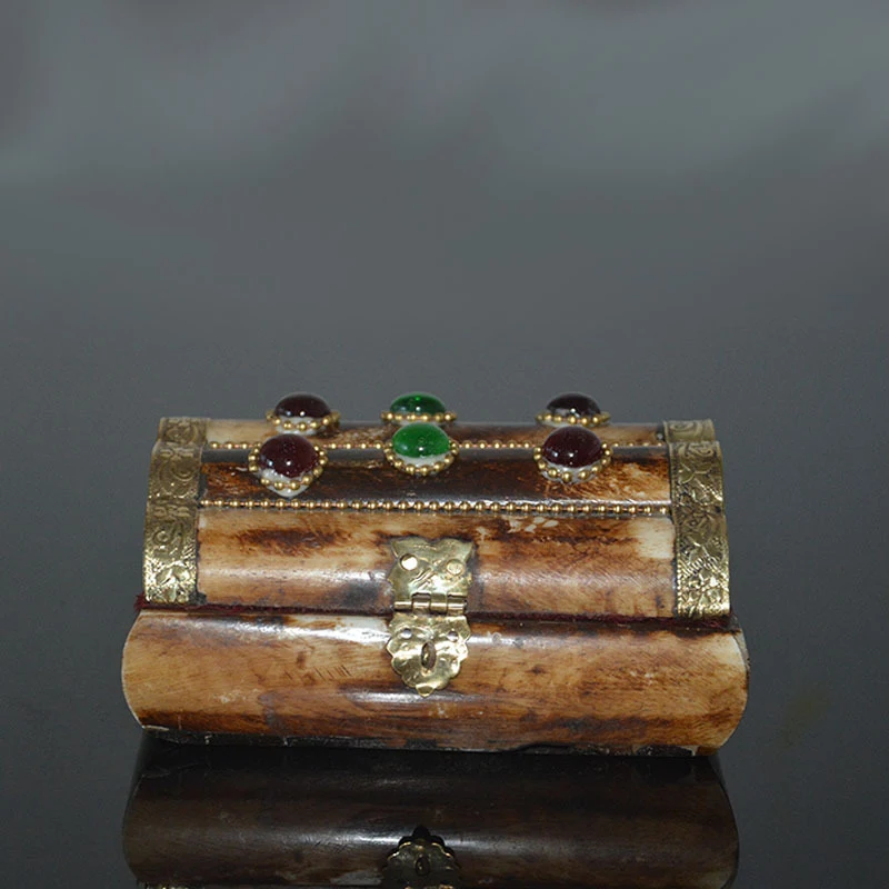 Natural yak bone bracelet necklace ring earring storage vintage jewelry box