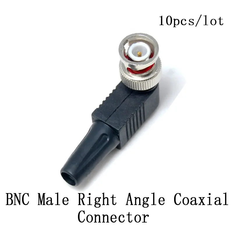 10 pcs/lot CCTV RG59 mâle BNC sans soudure à angle droit connecteur BNC Mâle à Angle Droit Connecteur Coaxial Pour RG59