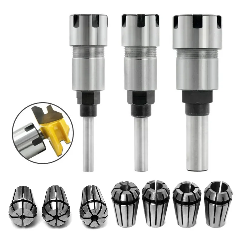 1/4 Inch Shank Router Bit Collet Extension Chuck Converter Adapter with ER20 Spring Collet and ER20 M Type Collet Chuck Wrench Spanner, Convert 1/4 Inch Shank Router Bit Collet Extension Chuck Converter Adapter with ER20 Spring Collet and ER20 M Type Collet Chuck Wrench Spanner, Convert