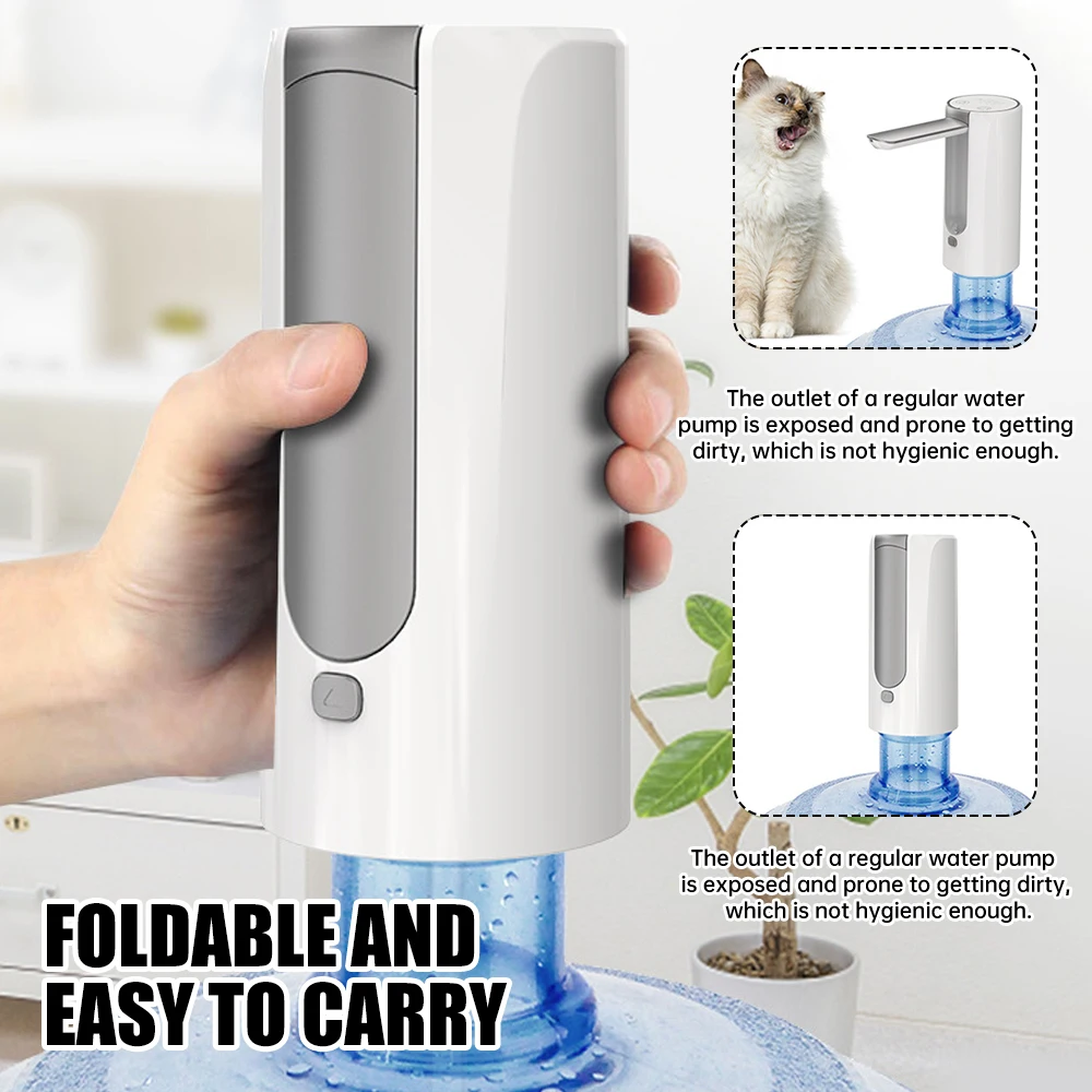 Digital Display Water Bottle Pump USB Rechargeable Automatic Water Dispenser Pump Portable Foldable Electric Dispenser Pump