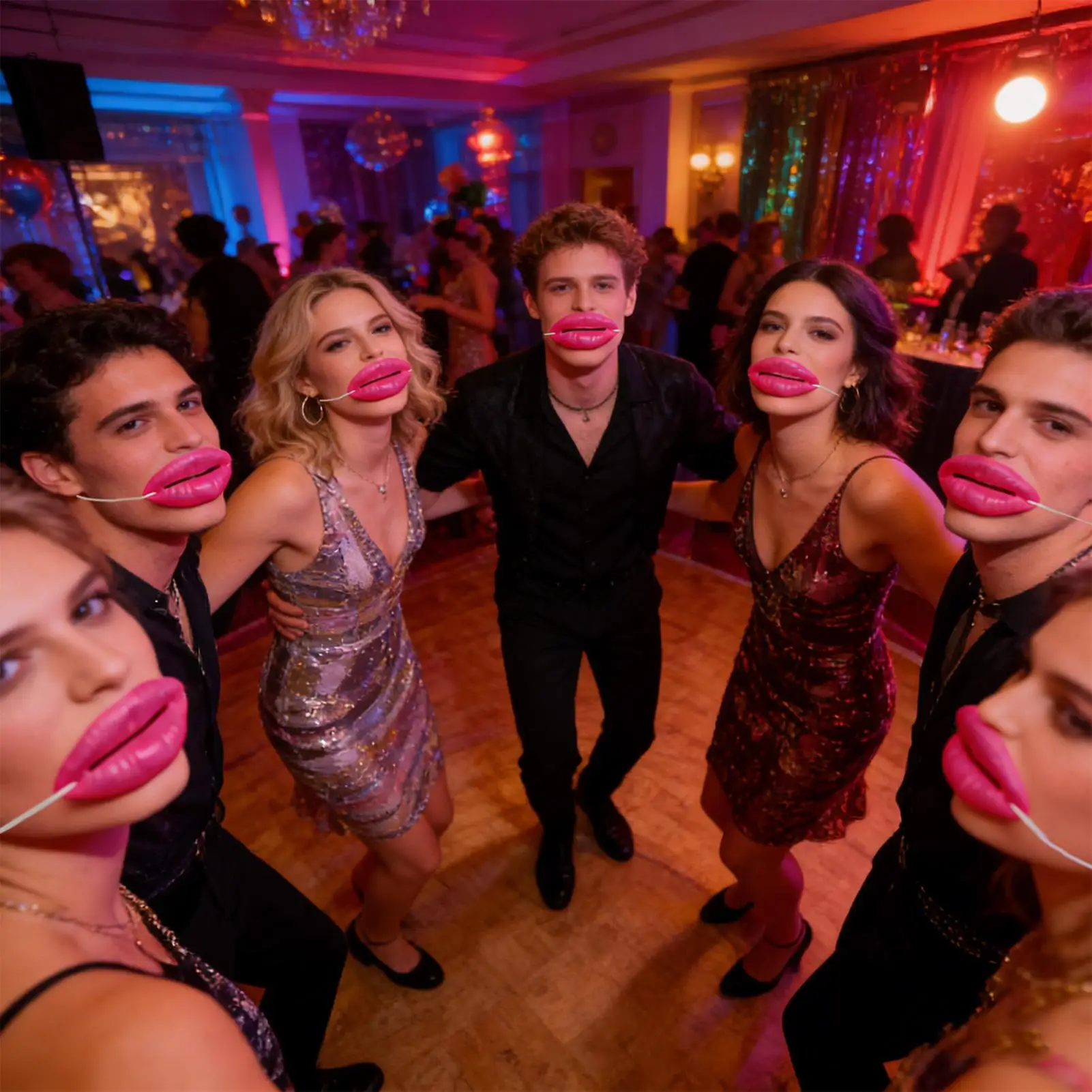 

Новая латексная маска 2026 года: Забавная ужасающая маска-сосиска с красными губами для Хэллоуина