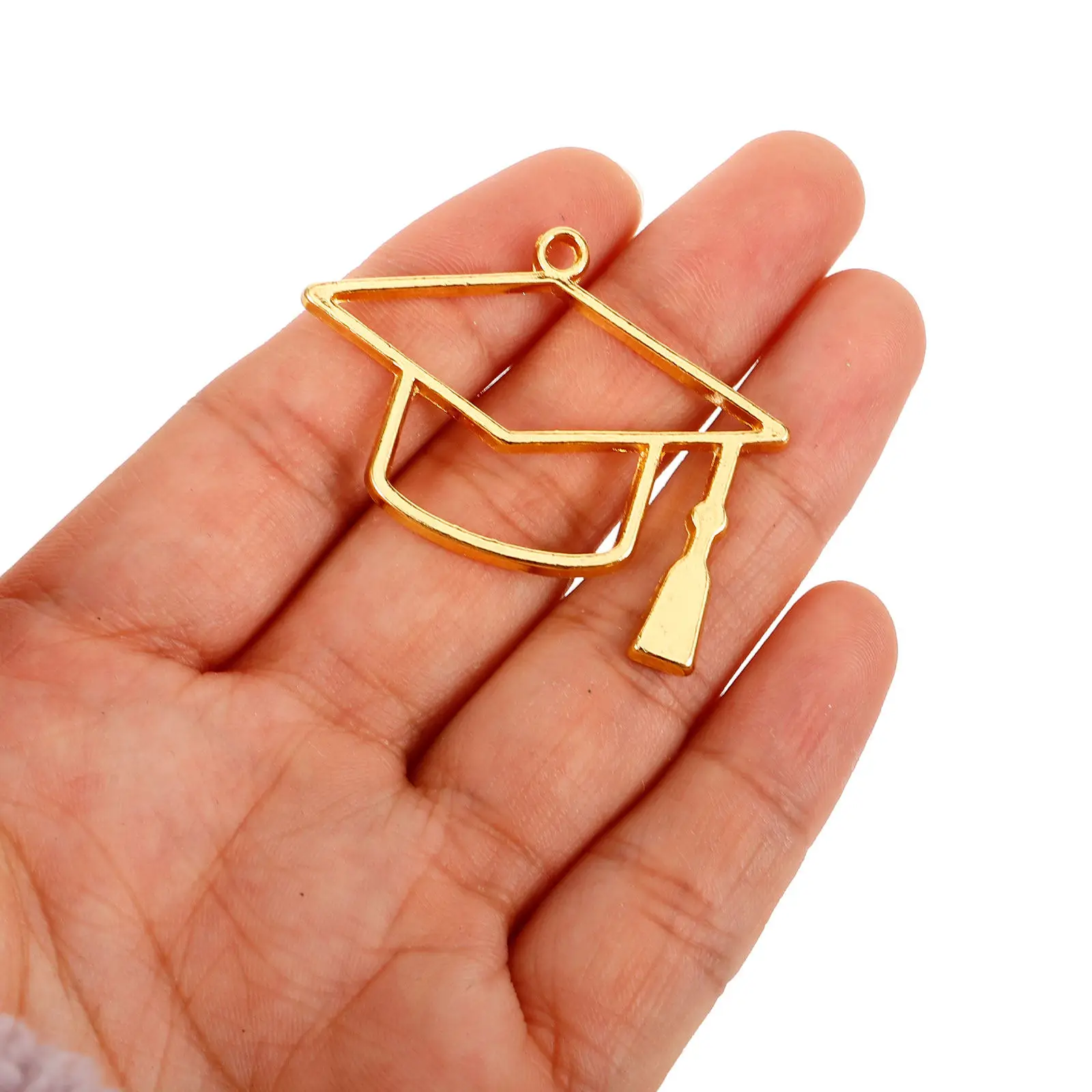 10 piezas de dijes de aleación con forma de gorro de graduación, divertidos y creativos, para hacer joyas DIY, colgantes para regalos de graduación, decoración, pulseras, collares y pendientes