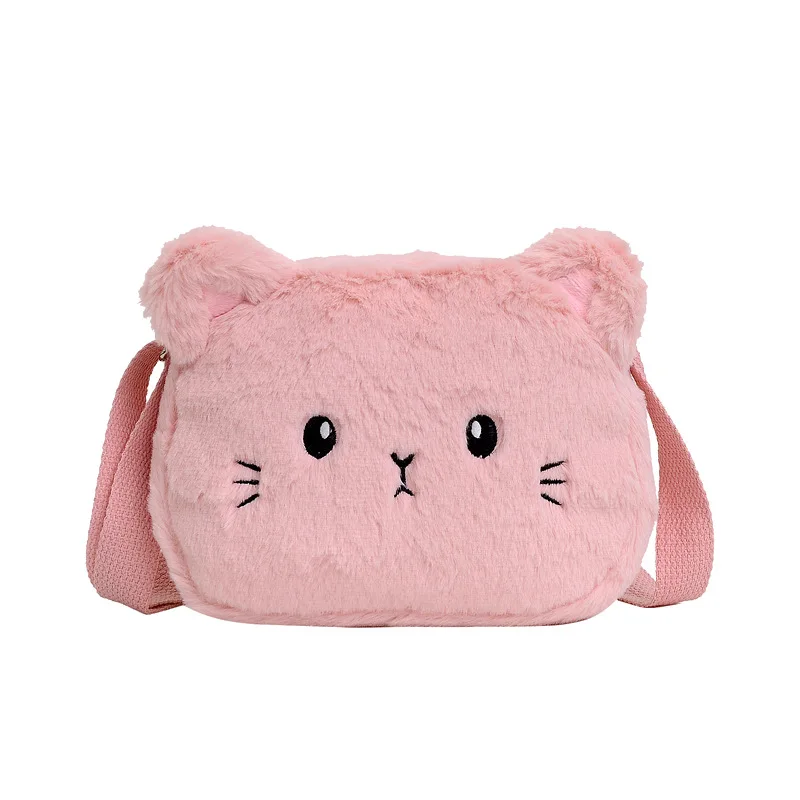 1 Piece Cute Kids Bag for Girls Kawaii Cartoon Animal Cat Messenger Bag for Children Portable High Capacity Outdoor Plush Bag