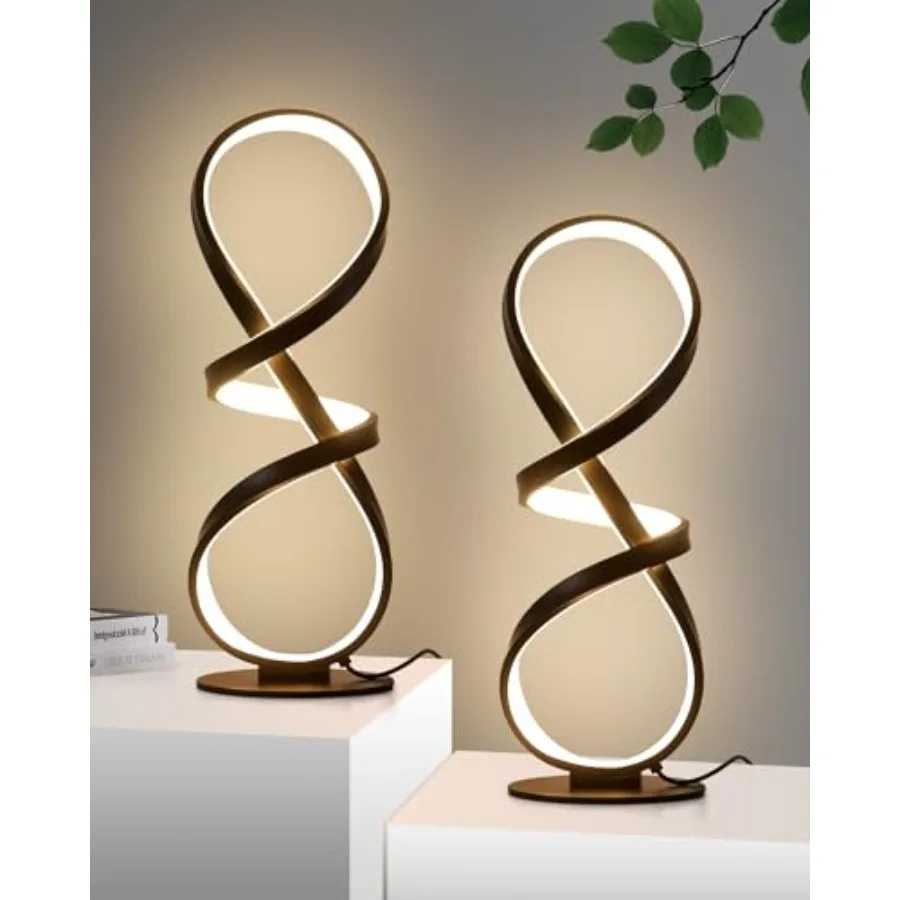 

Set of 2 Table Lamps, LED Touch Dimmable Spiral Desk Lamp, 3 Color Temperature Modern Nightstand Lamp, Unique Bedside Lamp for