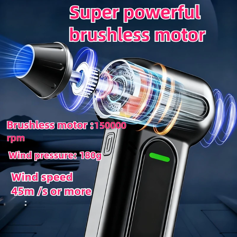 

Электрический воздуходувка для воздуха, 150000 об/мин, супермощный турбовентилятор, перезаряжаемый 3-ступенчатый бесщеточный двигатель для автомобиля/ПК/дома/на открытом воздухе