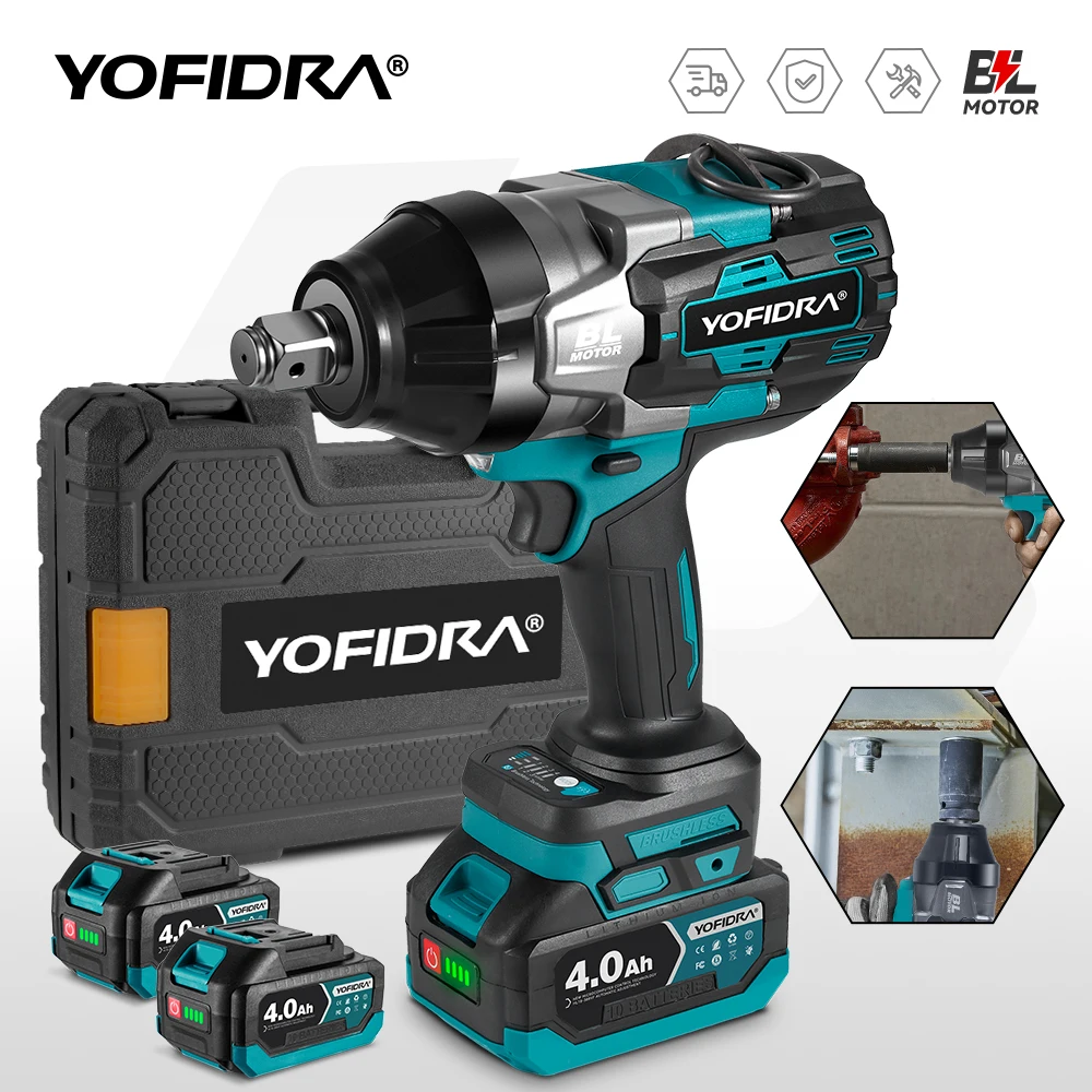 YOFIDRA 3300N.M Chiave Elettrica Brushless 3/4 pollici 4 Marce Cordless Efficiente Riparazione Auto Utensili Elettrici Per Makita 18V Batteria Spille
