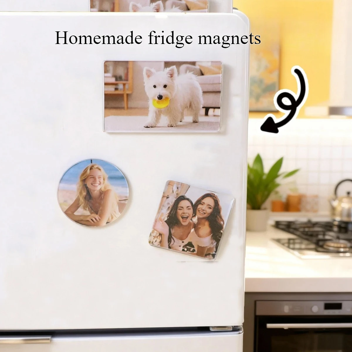 Self-made acrylic fridge magnets, acrylic DIY kit for making magnetic fridge magnets, handmade magnetic fridge stickers