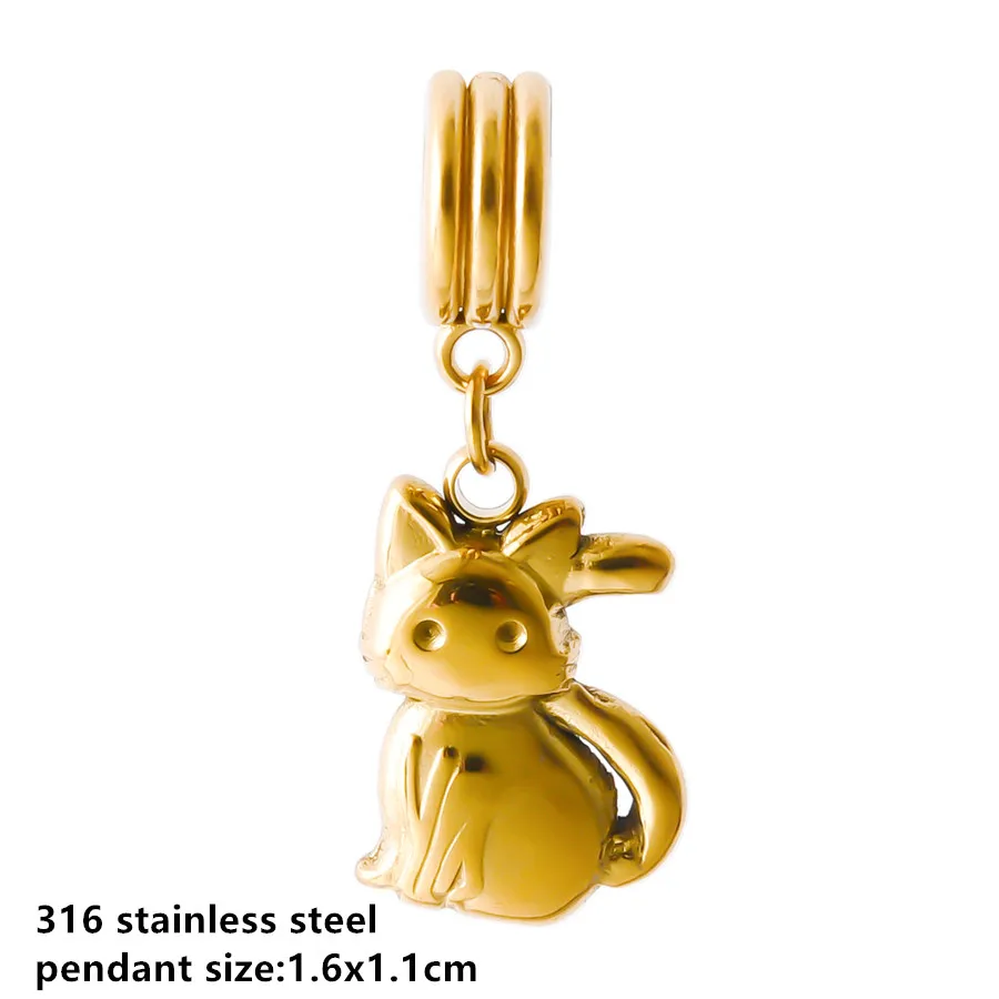 Goldfarbener kleiner Tieranhänger Ente Katze Taube Pferd Edelstahl Armband Armreif Anhänger für Schmuckherstellung handgemachte Dekoration – Detail 11
