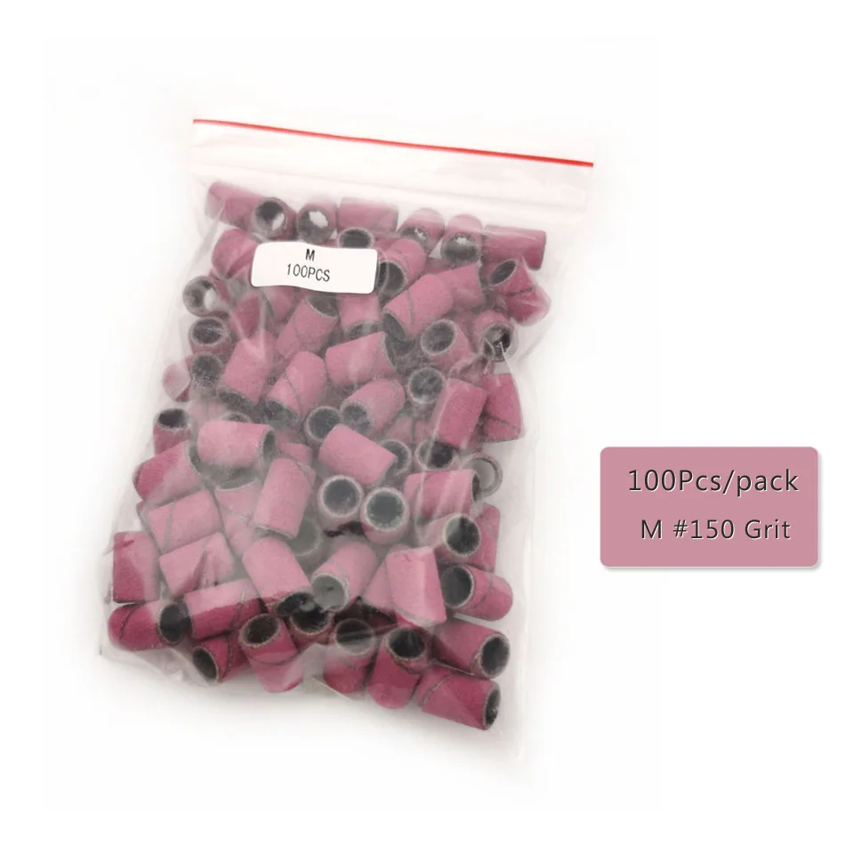 HYTOOS 100 pz/borsa fasce abrasive rosse rosa rimuovi Gel carta vetrata accessori per punte da trapano per unghie strumento per lucidatura Manicure #80 150 #240 #