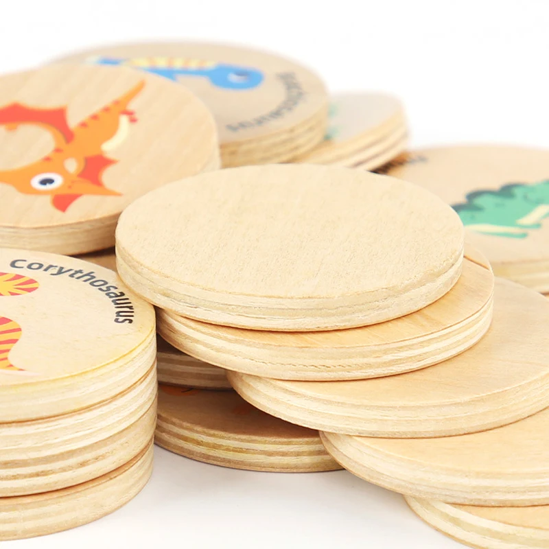 Children Wooden Toy Memory Find The Same Dinosaur Matching Jigsaw Puzzle Game Montessori Baby Educational Toys For Kids