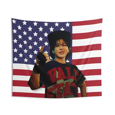 SKZ Changbin American Flag Banner, Stray Kids Hot Kpop Flag Tapestry, Kpop Peripheral Decor, Perfect Gift Idea for Stays Fans