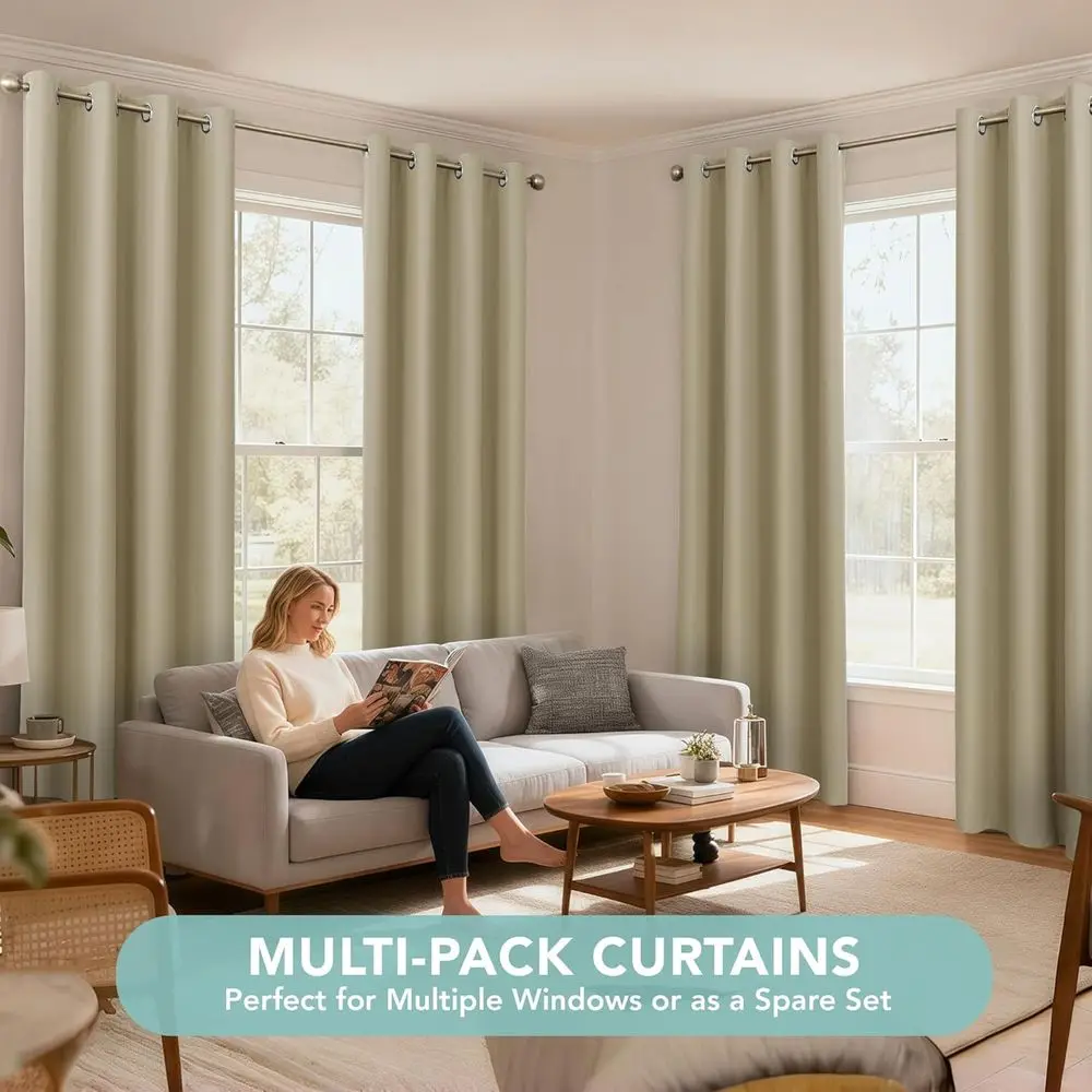 ผ้าม่านกันความร้อนแบบทึบแสง 4 ชิ้น ป้องกันความเป็นส่วนตัว สีเทาอมน้ำตาล ขนาด 54x63 นิ้ว สำหรับห้องนอน