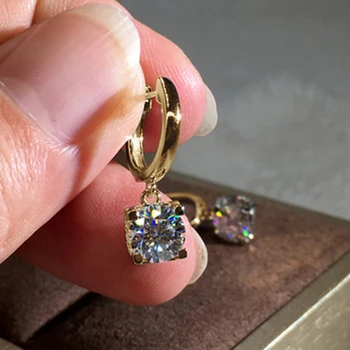 IOGOU D モアッサナイト 5 ミリメートルイヤリング 925 スターリングシルバーオリジナル認定モアッサナイトフープドロップダングルイヤリングハギー女性用