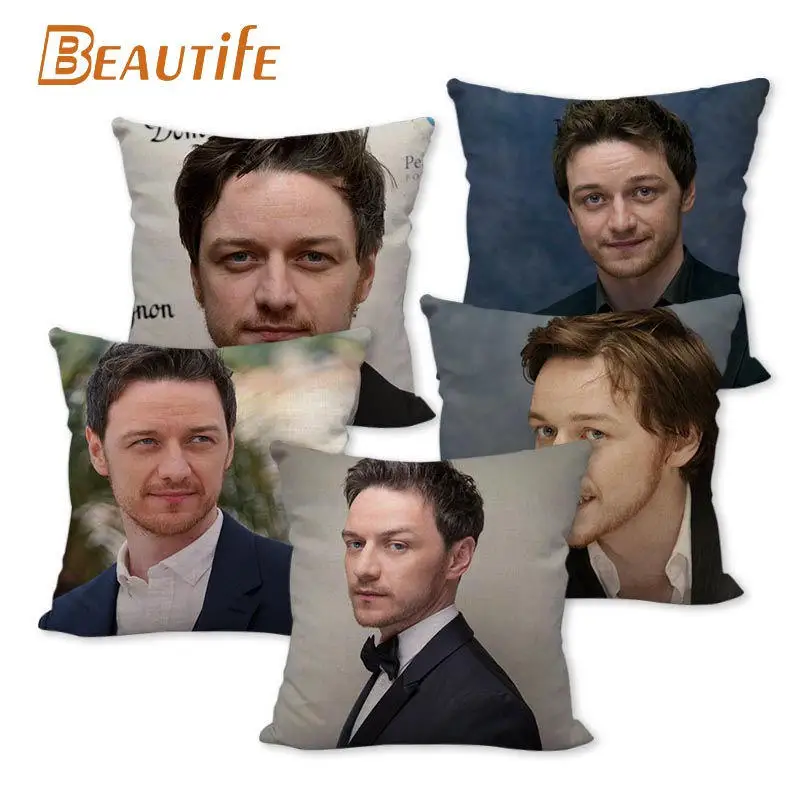 Nuovo arrivo James McAvoy federa camera da letto copertura decorativa per la casa 45x45cm federe con cerniera quadrata tessuto di lino di cotone non