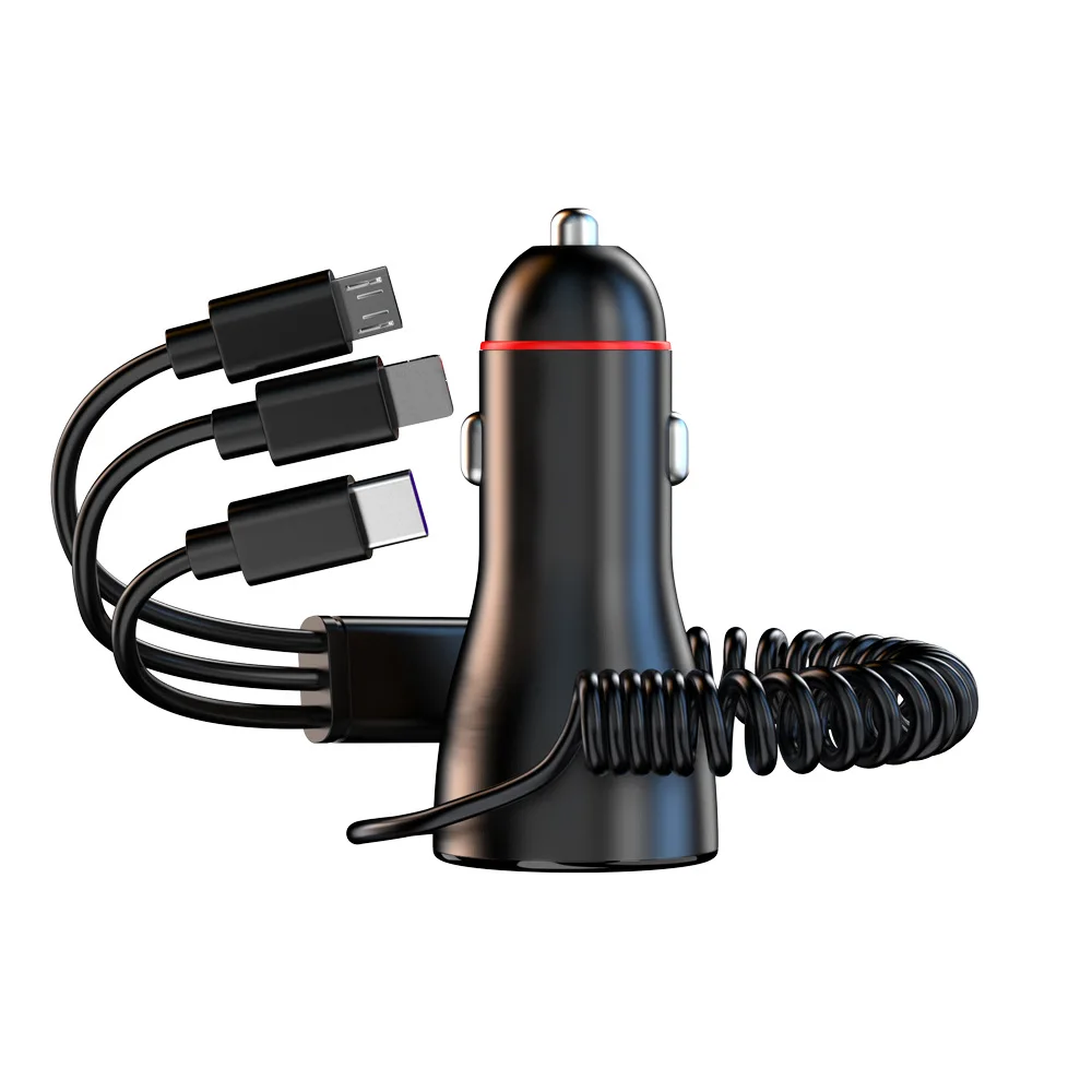 3-in-1SuperFast Car Charger Cigarette Lighter Adapter Multi USB Port Fast Charging Plug For Mobile Phones Car Interior Accessory