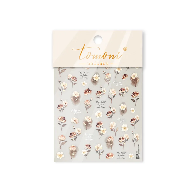 الذهب تنقش الرجعية المائية زهرة تزهر مسمار الفن ملصقات DIY مواد الديكور مانيكير الشارات مسمار الفن الملحقات