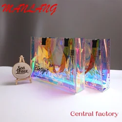 Custom  High Quality PVC Plastic Bag Pouch Holographic PVC Bag For Clothing And Gift Package