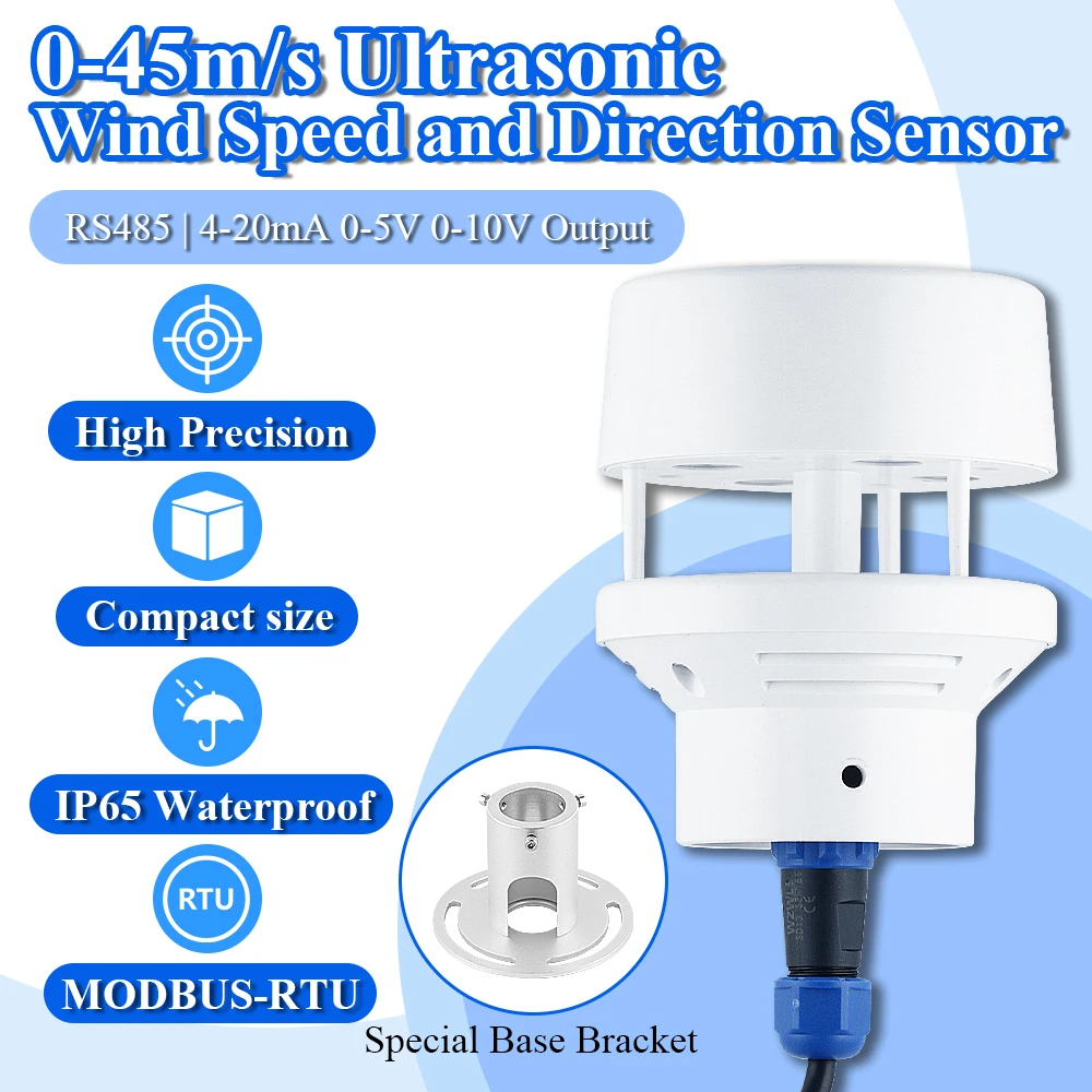0-40m/s Ultrasonic Wind Speed and Direction Sensor Module Output RS485 0-5V 0-10V 4-20mA Detection Weather Station Transmitter