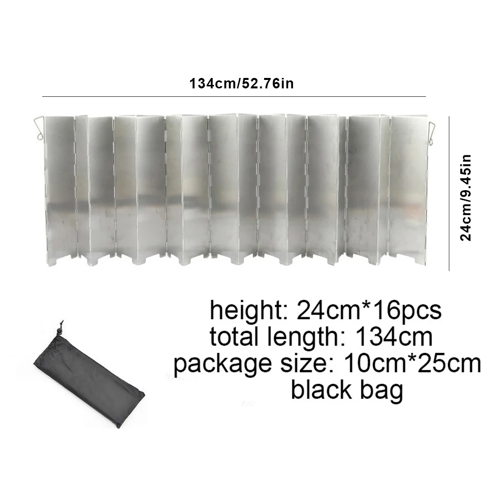 6-16 Plates Foldable Gas Stove Windshield Outdoor Camping Cooking Burner Windproof Screen Aluminium Alloy Stove Wind Shield