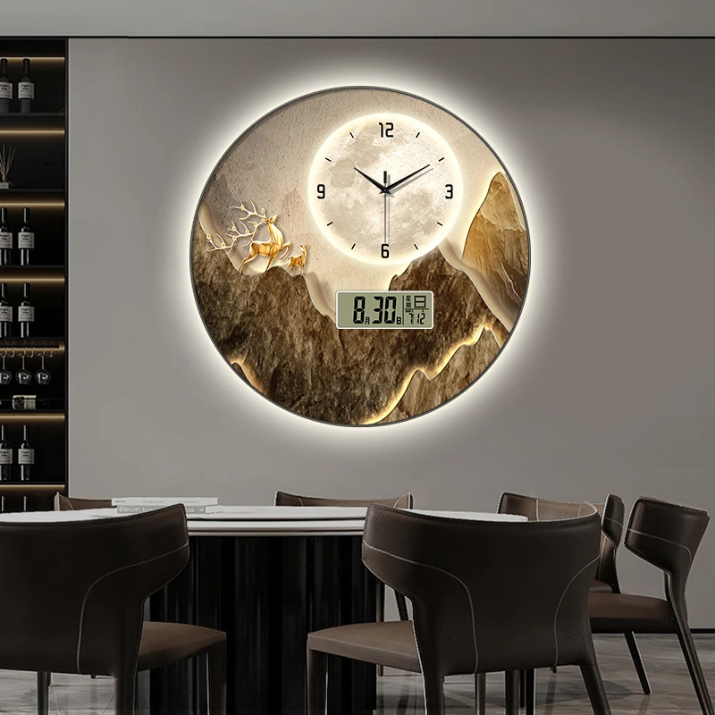 

Silent Nordic Wall Clock Office Living Room Round Aesthetic Wall Clock Calendar Modern Wandklok Woonkamer Decoration Items