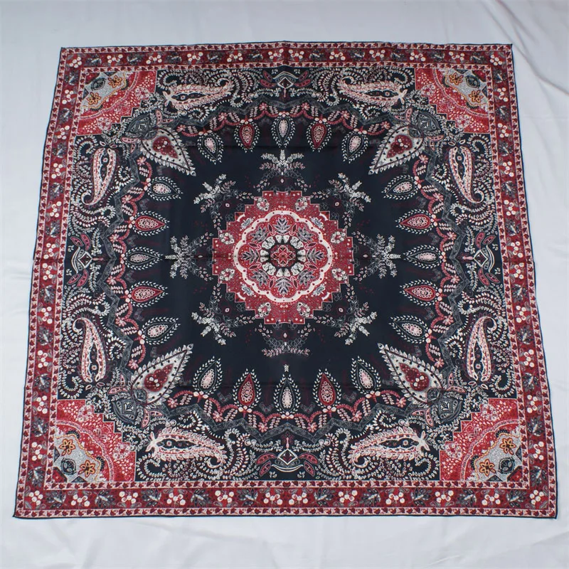 Paisley Print 100% Silk Scarf Neckerchief Womens Large Square Silk Head Scarves Hijab for Hair Wrapping 88x88CM