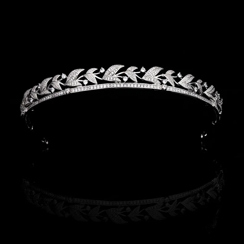 Gorgeous Everyday Sweet Stereo Leaf sliver color Crown Jewelry Women Tiara Dress Decoration Wedding Prom Holiday Gift H-56