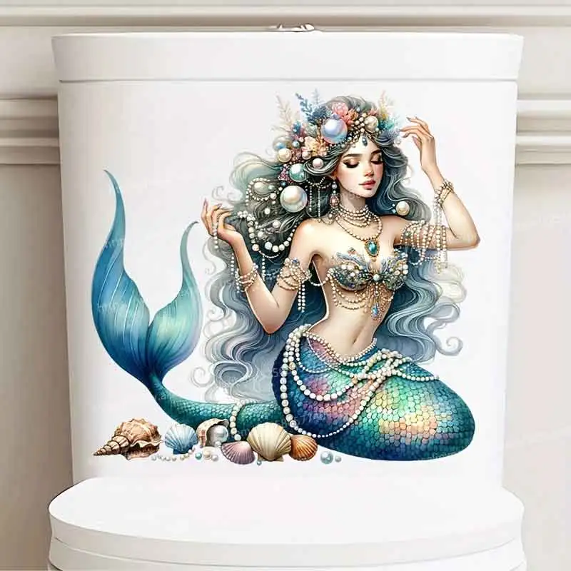 Waterproof Mermaid Toilet Sticker Wall Decoration Sticker for Bathroom - Toilet Lid Tile Removable Decor Decals S588