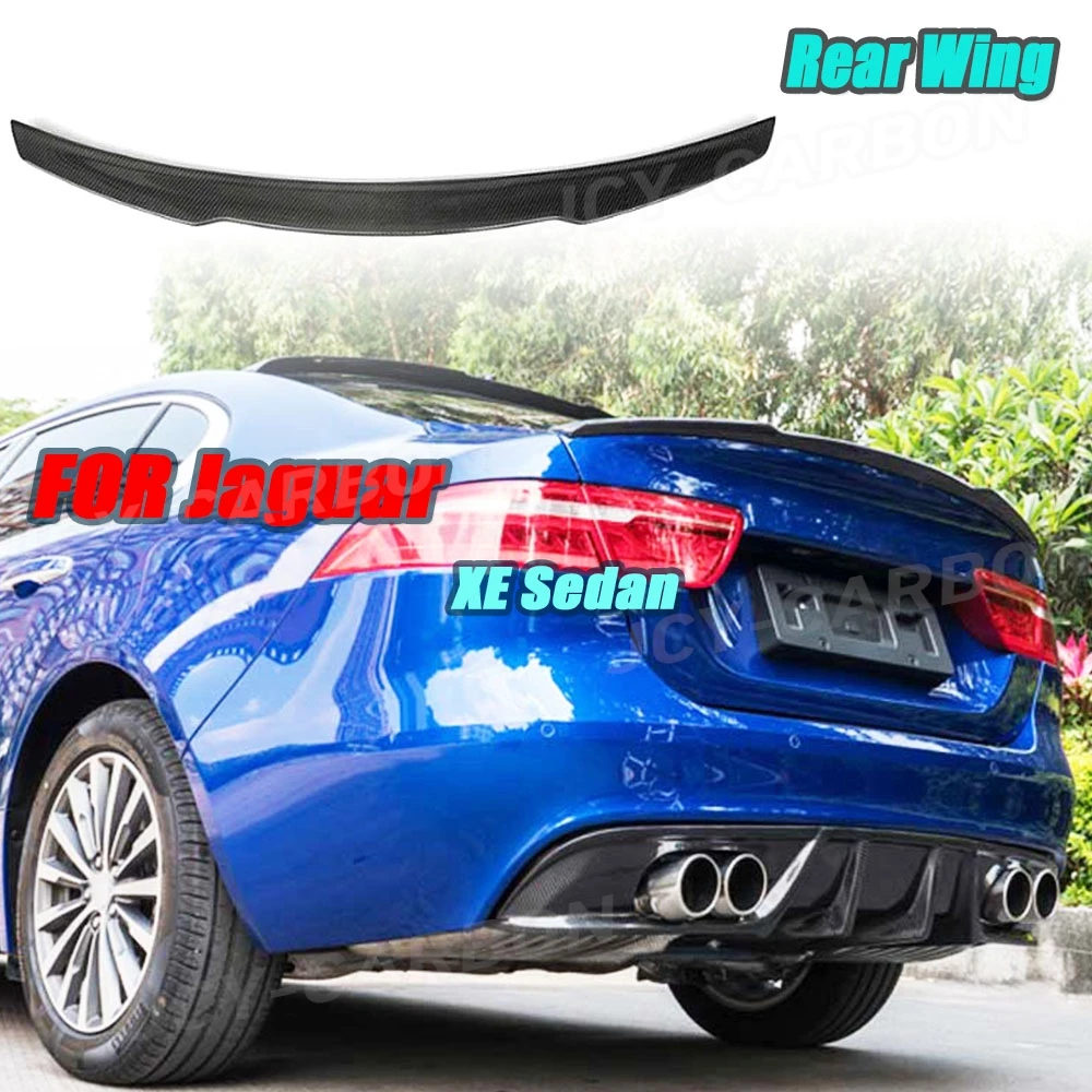 

JCYECF Carbon Fiber Rear Lip Spoiler for Jaguar XE Sedan 4-Door 2015-2018 Rear Trunk Trim Wings Car Styling
