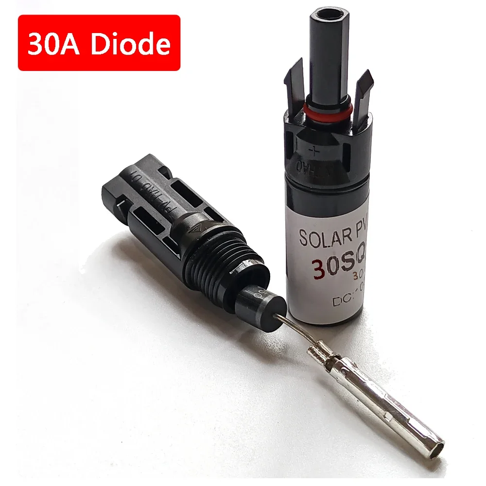 4PCS Solar DC Connector Built-into10a 15a 20a 30a Diodes For PV System Solar Panel Parallel Connection Antireflux Protection