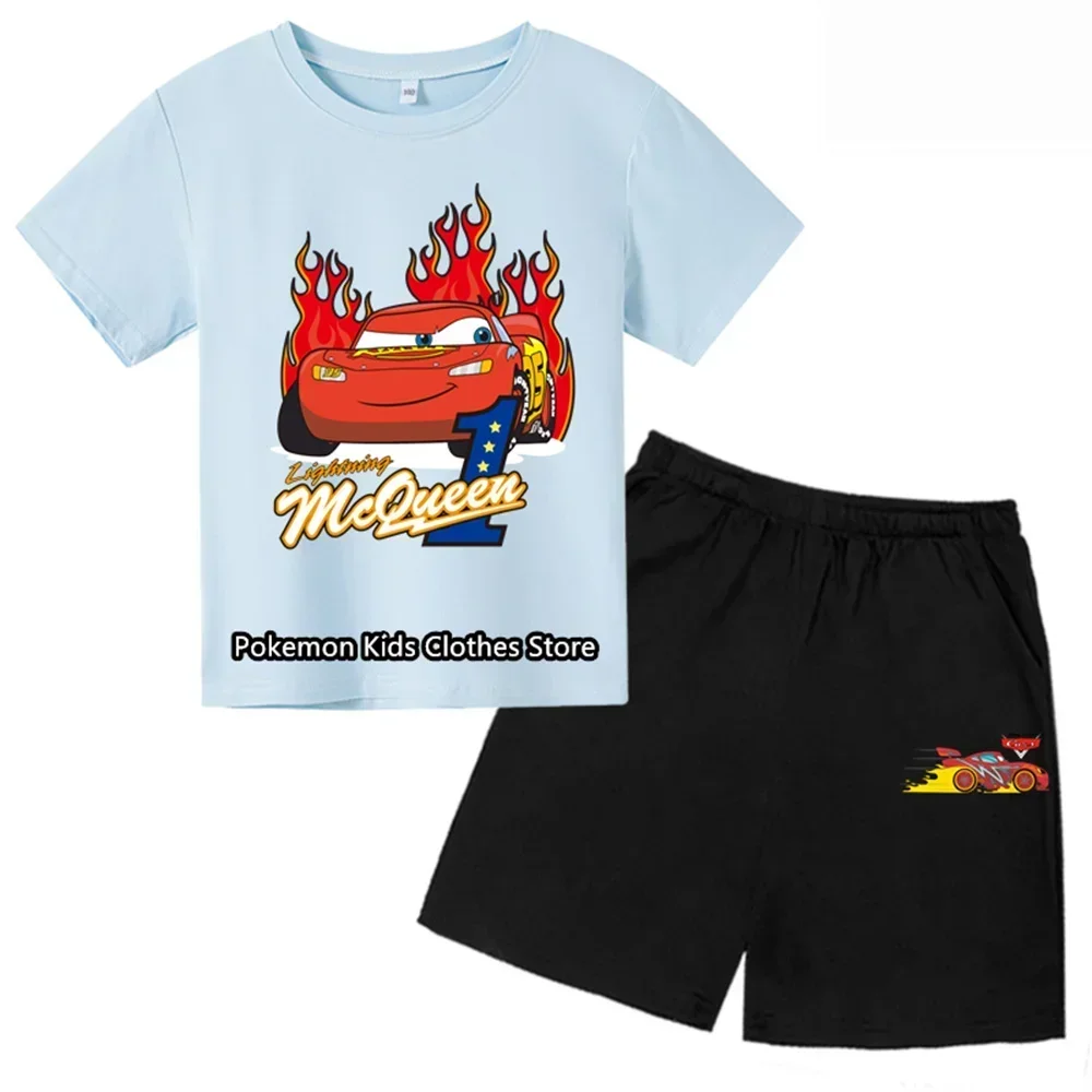 

Комплект детской футболки с принтом «машинки Диснея», модная рубашка с молнией Маккуин, летняя одежда для мальчиков и девочек, повседневные топы с коротким рукавом для подростков