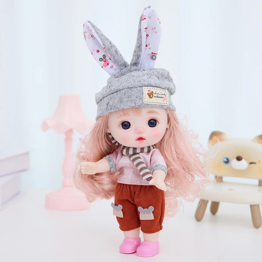

22cm Exquisite Full Vinyl Dolls With Lovely Rabbit Costume Lifelike Newborn Dolls For Girl Interactive Birthday Toys Accessories