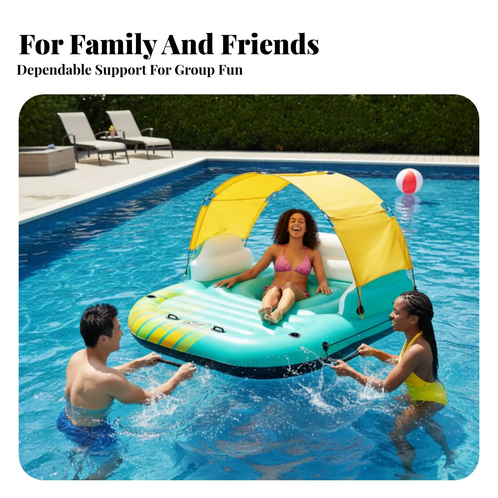 Riesige aufblasbare Insel mit abnehmbarer Wasserliege, geräumiger Pool-Schwimmkörper für gesellige Zusammenkünfte