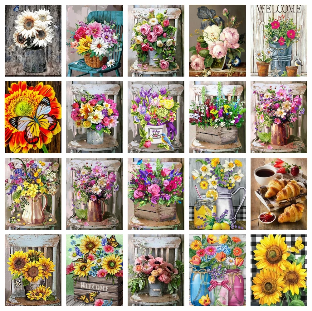 Azqsd Diamant Malerei Blume Rose Kreuz stich handgemachte Strass steine 20x30cm Stickerei Verkauf Blumen Wohnkultur 30x40cm