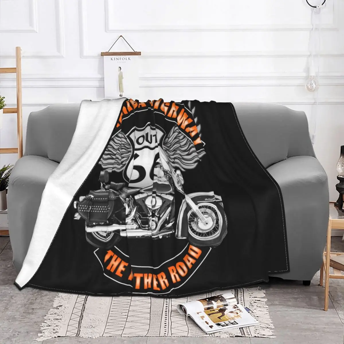 Americas Highway Blanket Soft Fleece Spring Warm Flannel USA Highway Motorbike Throw Blankets for Sofa Outdoor Bed Quilt