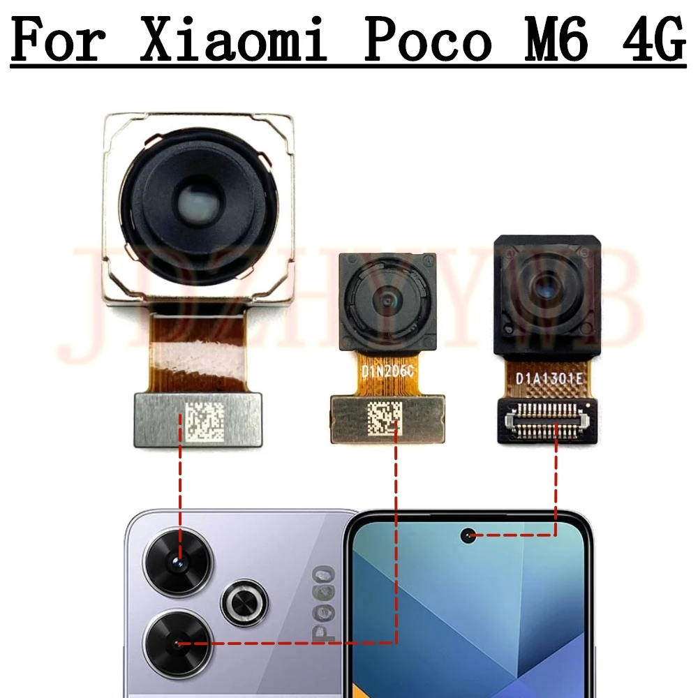 Rear Front Camera For Xiaomi Poco M6 4G Selfie Wide Ultrawide Main Back Camera Module Replacement PocoM6