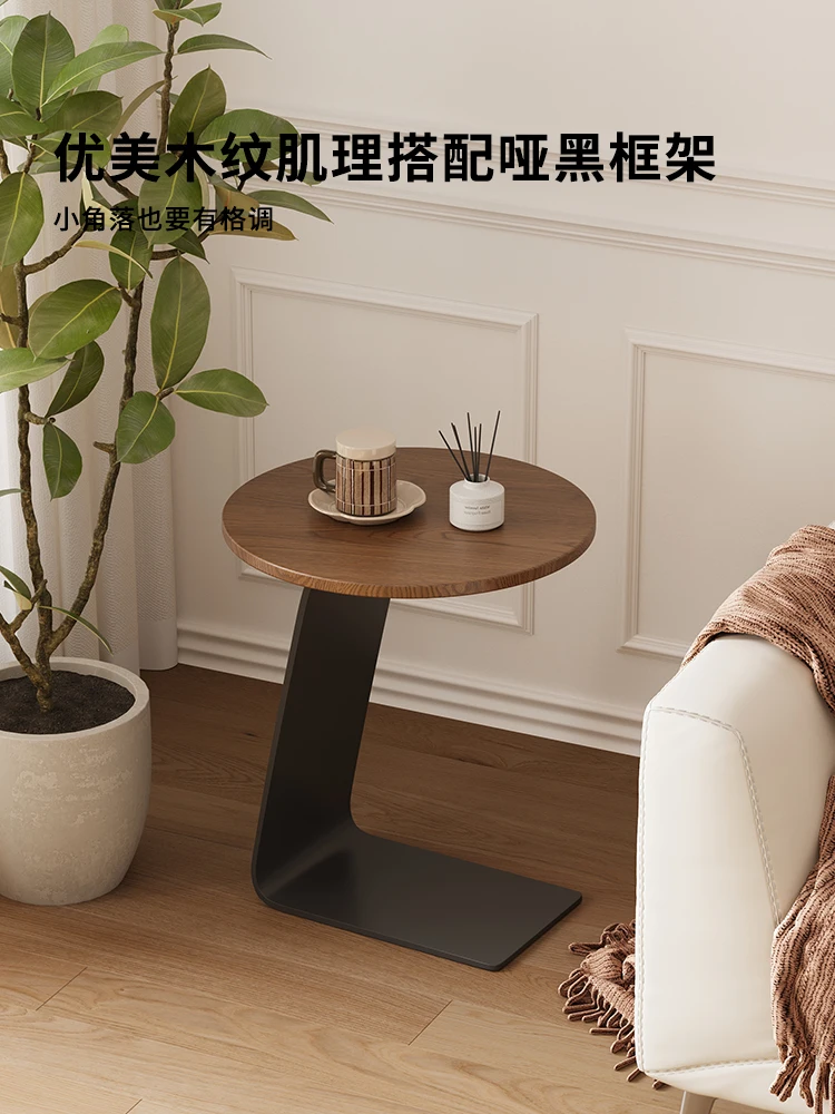 ^Solid wood edge table light luxury creative small coffee table living room sofa side table rock slab modern simple balcony C-sh