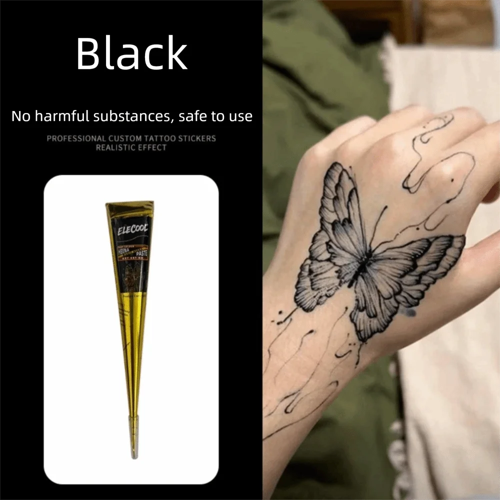 Mehndi Easy-To-Use Henna Tattoo Cream Black Brown Semi-permanent Henna Paste Cone Temporary Temporary Tattoo Paste Body Art
